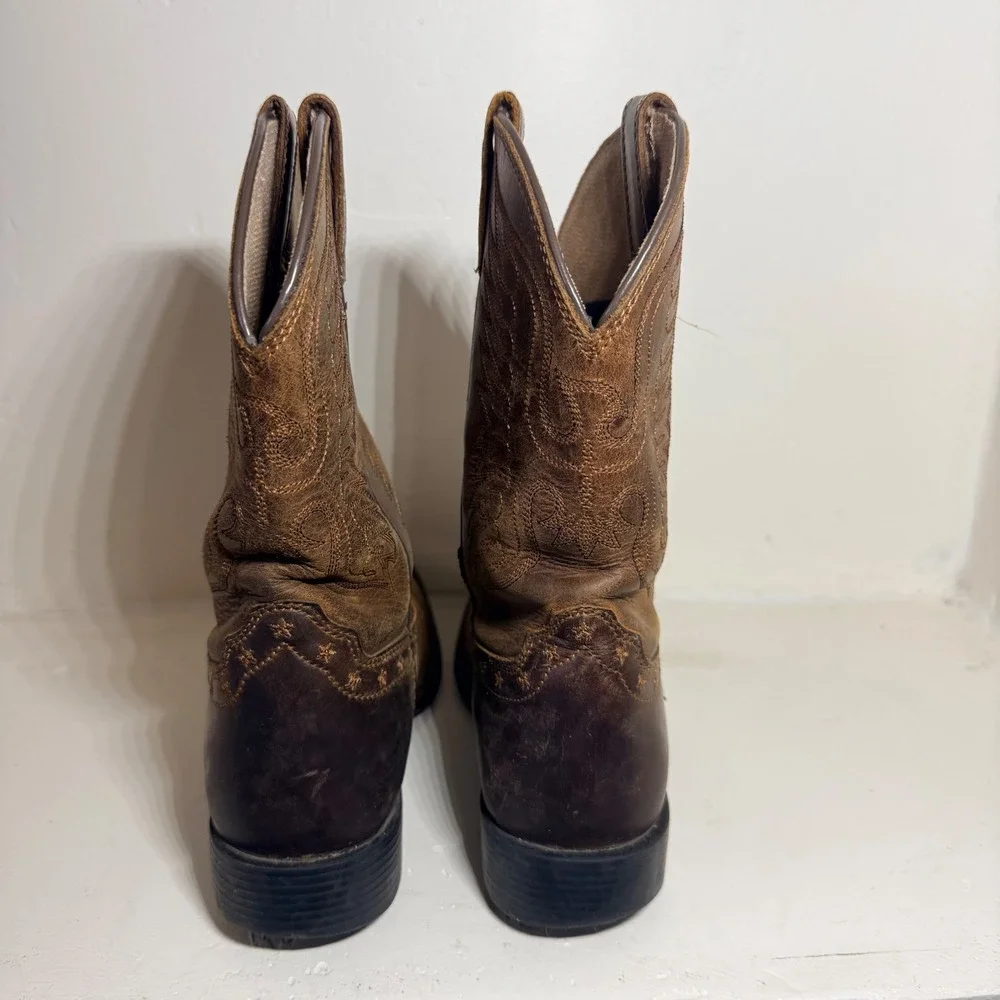 Ariat Cowboy Boots Western Brown Leather Kids Size 2